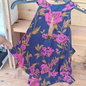 Express Asymmetrical Blue and Pink Tank Top